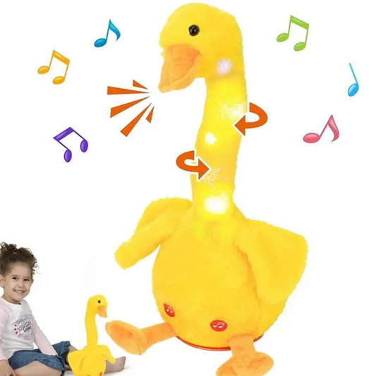 Pato Dancing Duck Dançante Repete a Fala,Toca Musica, e Mexe o pescoço Com Luz de Led Coloridas Brinkids - 2025 Lançamento