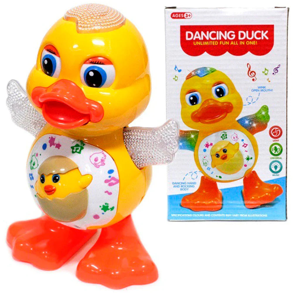 Patinho Dançante Musical, Anda e Mexe Com Luz de Led Coloridas Brinkids - 2025 Lançamento