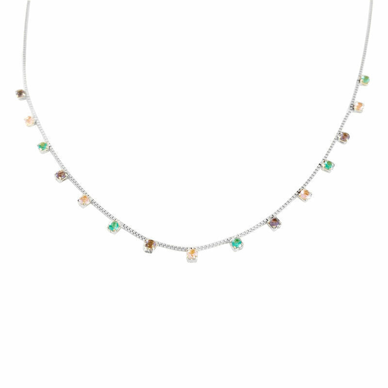 Colar Zircônias Tons Pastéis