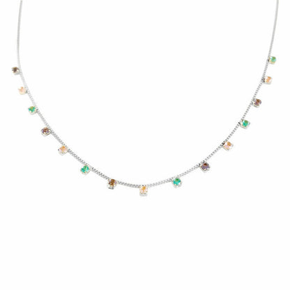 Colar Zircônias Tons Pastéis