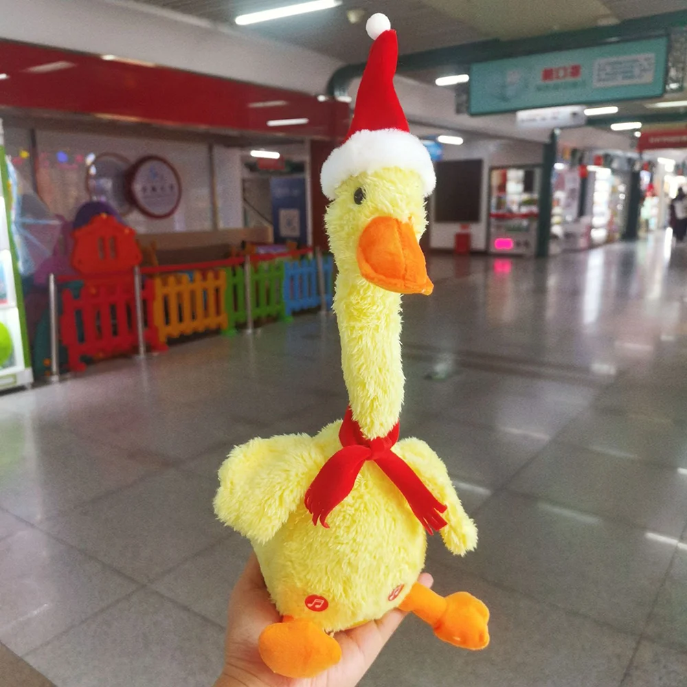 Pato Dancing Duck Dançante Repete a Fala,Toca Musica, e Mexe o pescoço Com Luz de Led Coloridas Brinkids - 2025 Lançamento