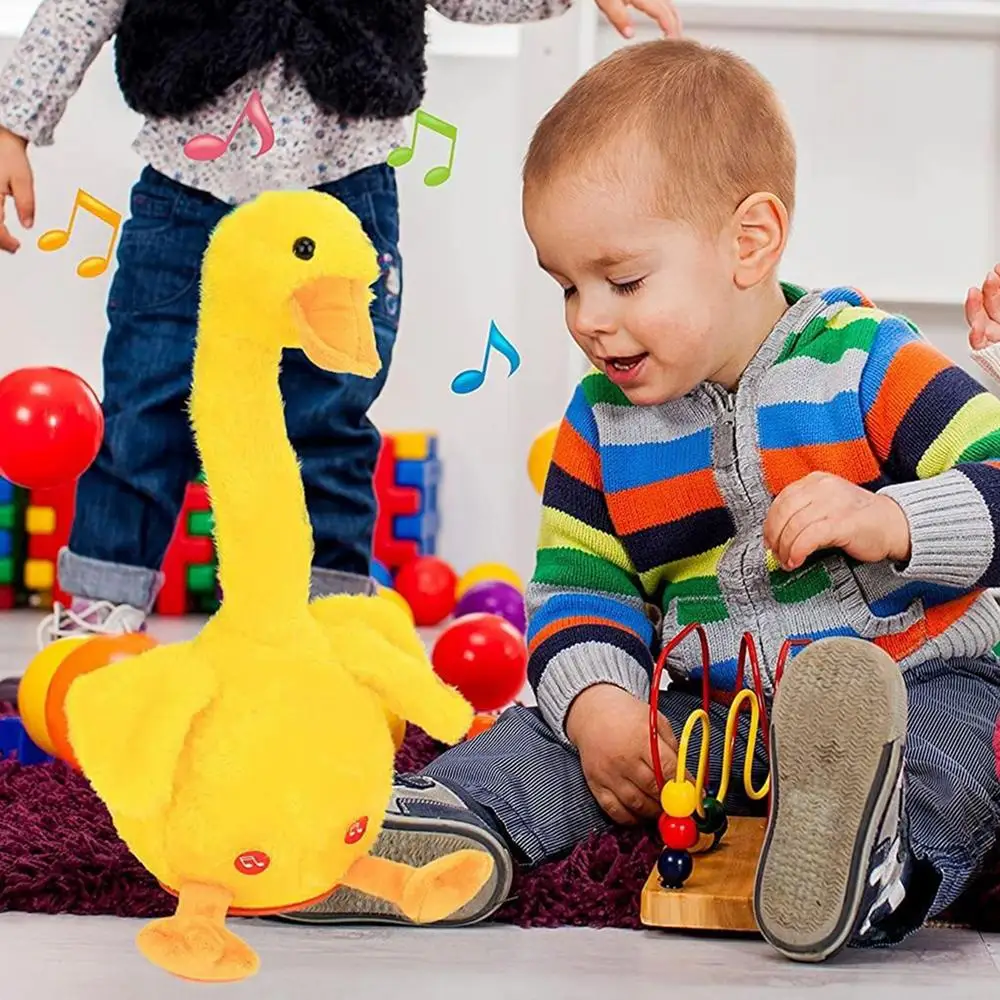 Pato Dancing Duck Dançante Repete a Fala,Toca Musica, e Mexe o pescoço Com Luz de Led Coloridas Brinkids - 2025 Lançamento