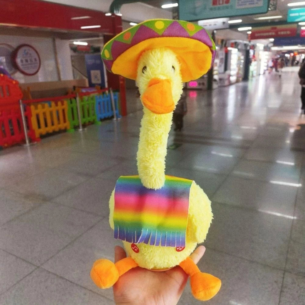 Pato Dancing Duck Dançante Repete a Fala,Toca Musica, e Mexe o pescoço Com Luz de Led Coloridas Brinkids - 2025 Lançamento