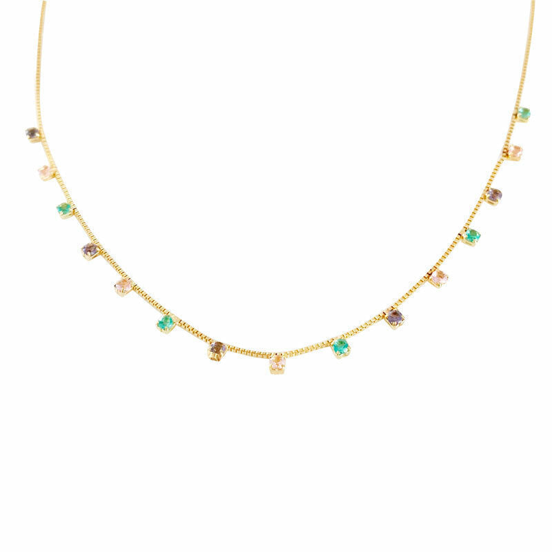 Colar Zircônias Tons Pastéis