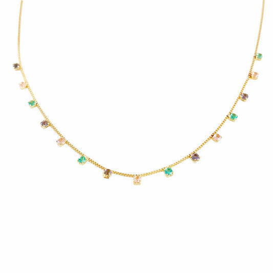 Colar Zircônias Tons Pastéis