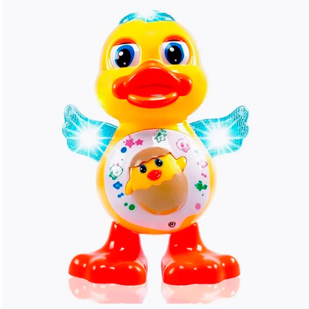 Patinho Dançante Musical, Anda e Mexe Com Luz de Led Coloridas Brinkids - 2025 Lançamento