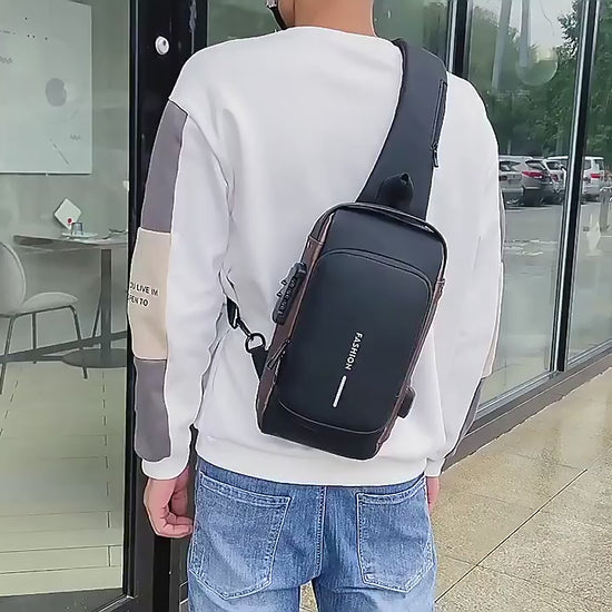 PROMOÇÃO - Bolsa Gold Fashion Multifuncional leve com trabalho combinado Antifurto à prova d'água com saída usb celular - Casual Masc/Fem. - Arte Morumbi