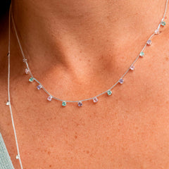 Colar Zircônias Tons Pastéis