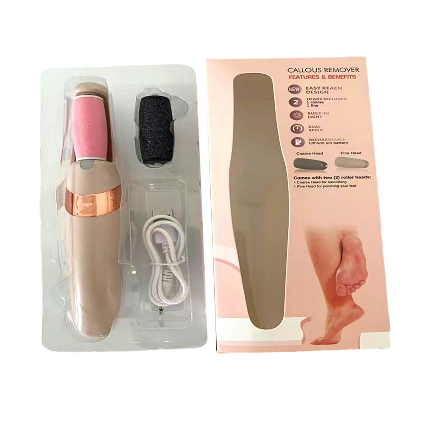 Removedor De Calo dos Pés e Rachadura com Lixa Elétrica, bateria interna recarregável, Motor Power - "Miss Sally Elegante" [Frete Grátis]