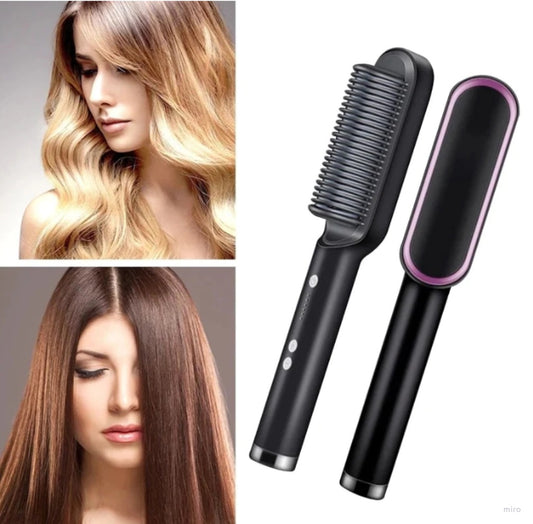 Escova Alisadora Profissional Alisa, Seca, Hidrata, Modela e Anti-Frizz - Bivolt Super Straight - Arte Morumbi