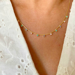 Colar Zircônias Tons Pastéis