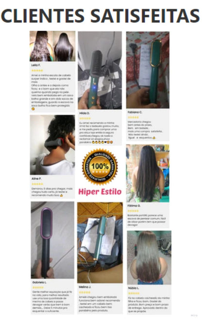 Escova Alisadora Profissional Alisa, Seca, Hidrata, Modela e Anti-Frizz - Bivolt Super Straight - Arte Morumbi