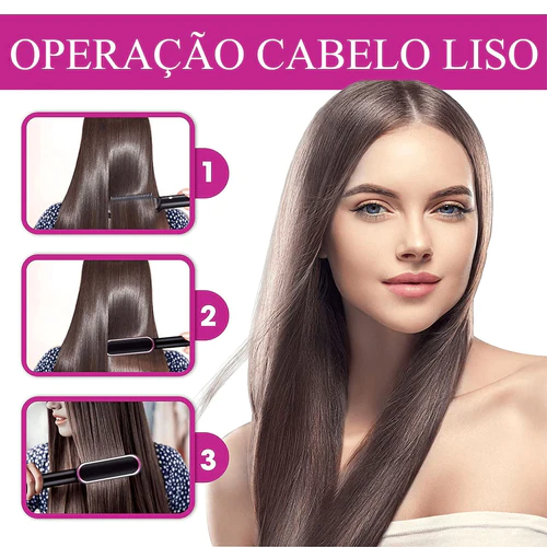 Escova Alisadora Profissional Alisa, Seca, Hidrata, Modela e Anti-Frizz - Bivolt Super Straight - Arte Morumbi