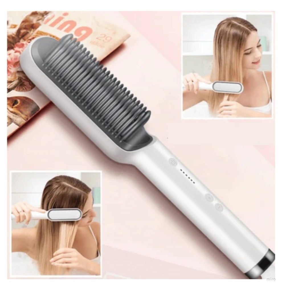 Escova Alisadora Profissional Alisa, Seca, Hidrata, Modela e Anti-Frizz - Bivolt Super Straight